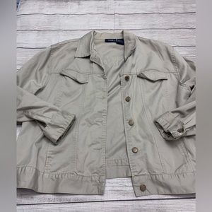 Bill Blass Tan Khaki Stretch Button Up Jacket, XL.